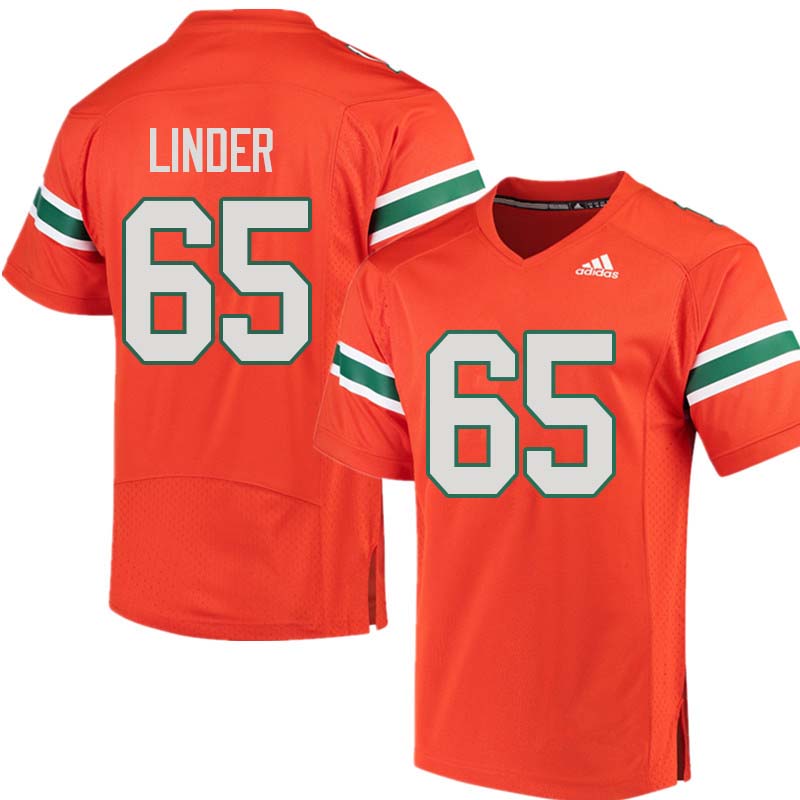 Adidas Miami Hurricanes #65 Brandon Linder College Football Jerseys Sale-Orange